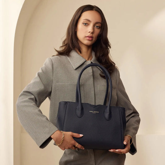 Honoré Cloe Midi blue calfskin leather handbag - - Isabel Bernard