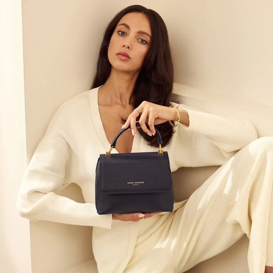 Femme Forte Heline blue calfskin leather handbag - - Isabel Bernard