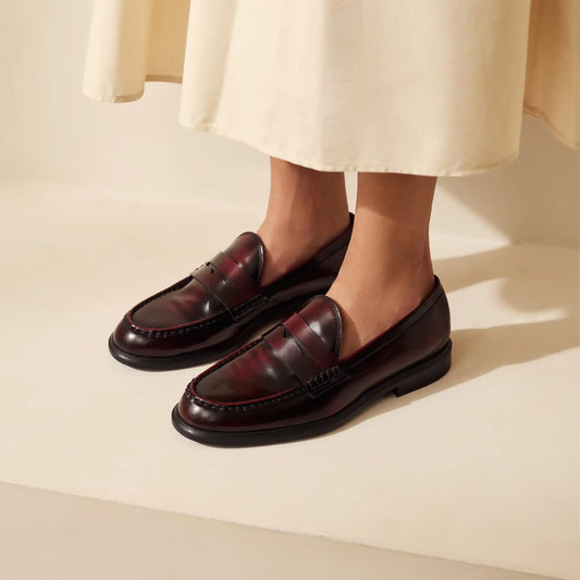 Vendôme Blandine bordeaux spazzolato leather loafers - - Isabel Bernard