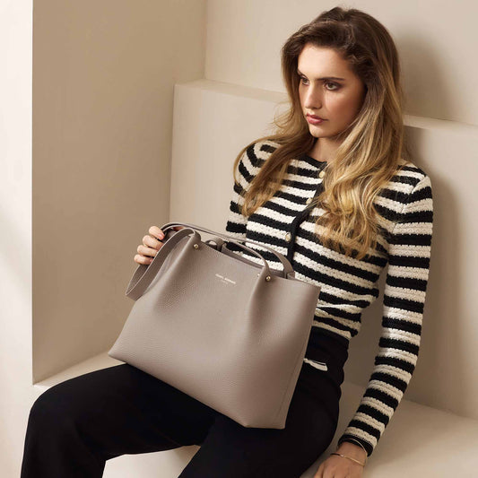Honoré Nata taupe leather shopper calfskin leather - - Isabel Bernard