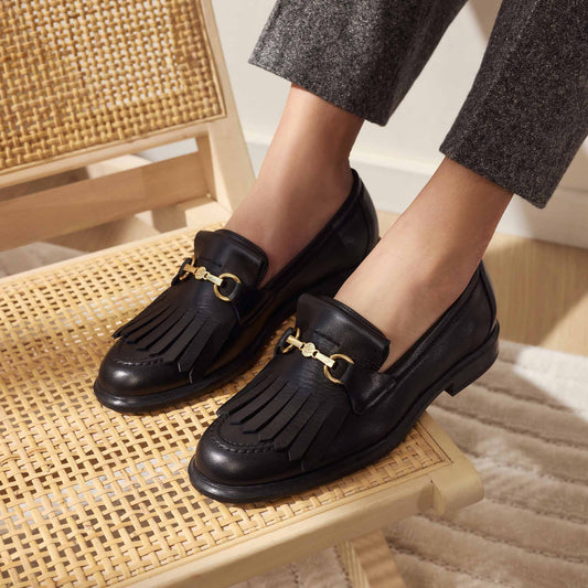 Vendôme Lave black calfskin leather loafers - - Isabel Bernard