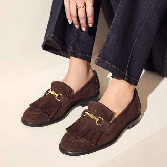 Vendôme Lave brown suede loafers - - Isabel Bernard