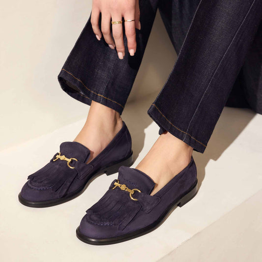 Vendôme Lave blue suede loafers - - Isabel Bernard