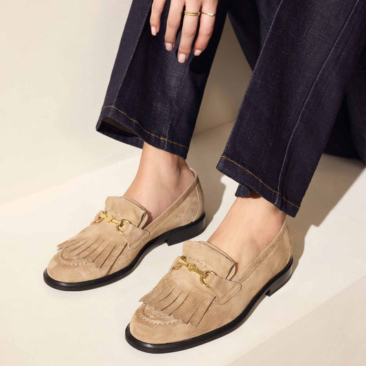 Vendôme Lave taupe suede loafers - - Isabel Bernard