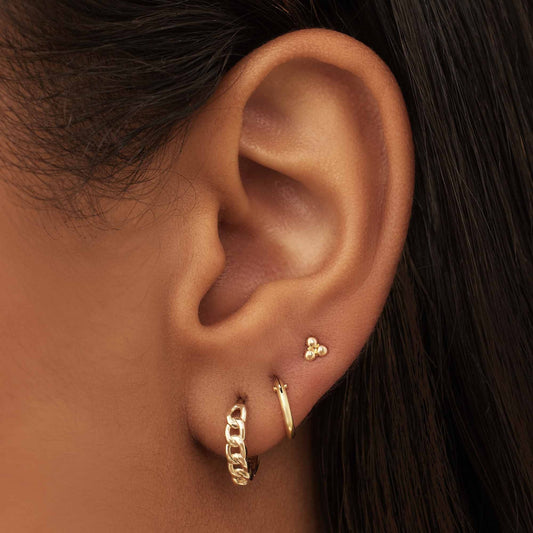 Le Marais Règine 14 karat gold hoop earrings with chains - - Isabel Bernard