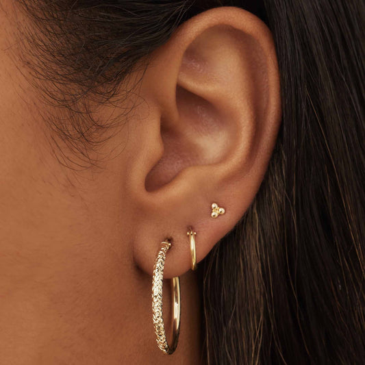 Rivoli Laura 14 karat gold hoop earrings with diamond cut - - Isabel Bernard