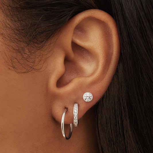 Saint Germain Juliette 14 karat white gold ear studs with zirconia stone - - Isabel Bernard