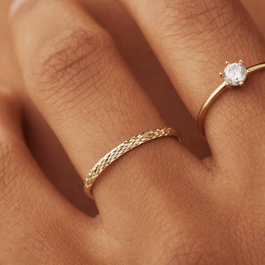 Rivoli Laura 14 karat gold ring with diamond cut - - Isabel Bernard