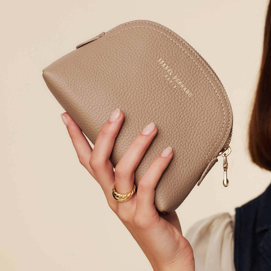 Honoré Babette taupe calfskin leather toiletry bag - - Isabel Bernard