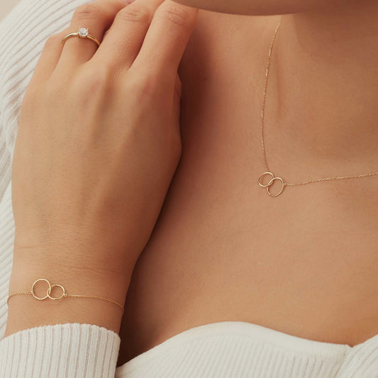 Cadeau d'Isabel 14 karat gold necklace and bracelet gift set with two rings - - Isabel Bernard