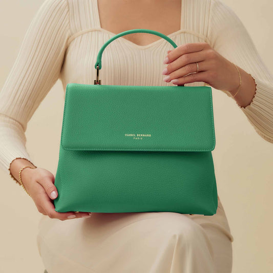 Femme Forte Gisel green calfskin leather handbag - - Isabel Bernard