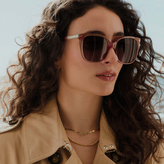 La Villette Raison transparant beige square sunglasses with brown lenses gradient - - Isabel Bernard