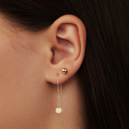 Le Marais Jeanne 14 karat gold pull through earrings with coin - - Isabel Bernard
