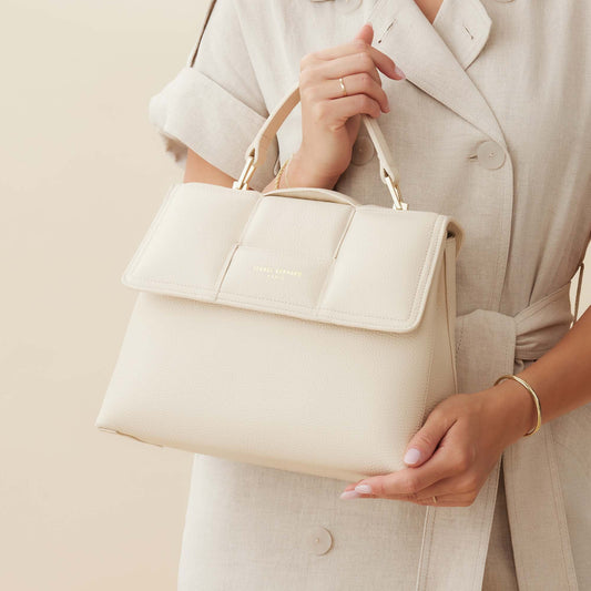 Femme Forte Lacy crème calfskin leather handbag - - Isabel Bernard