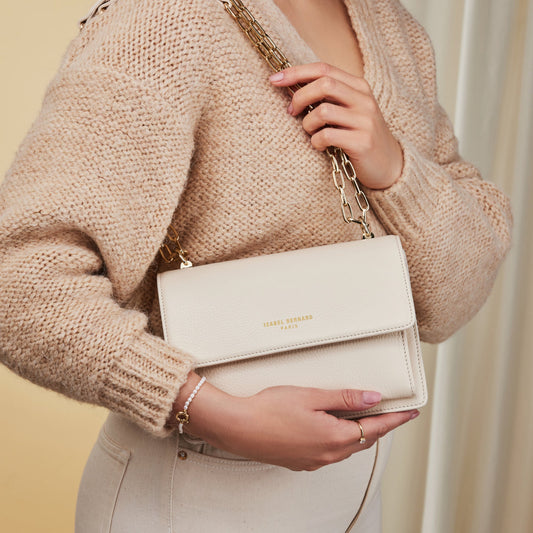 Femme Forte Valerie cream calfskin leather shoulder bag - - Isabel Bernard