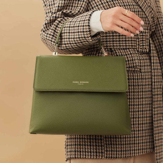 Femme Forte Gisel green calfskin leather handbag - - Isabel Bernard