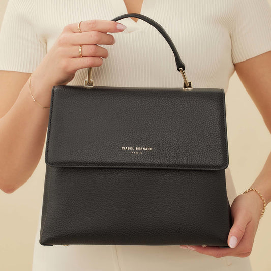 Femme Forte Gisel black calfskin leather handbag - - Isabel Bernard