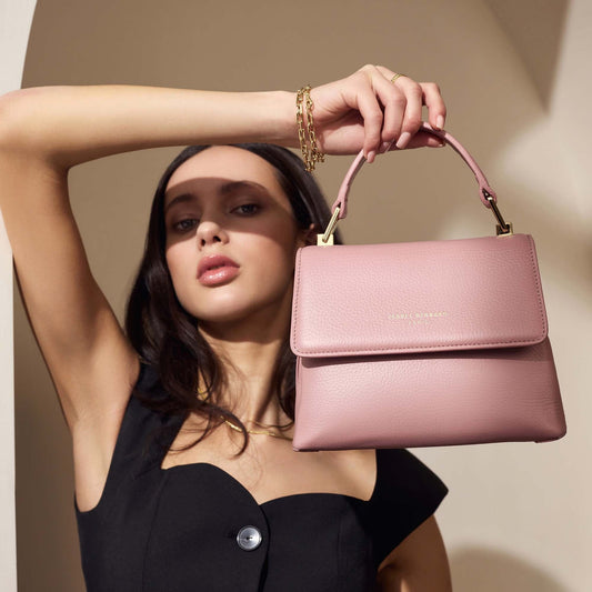 Femme Forte Heline pink calfskin leather handbag - - Isabel Bernard