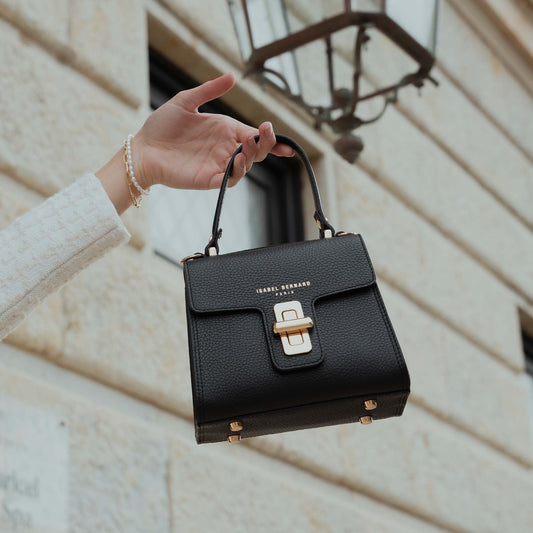 Femme Forte Simone Mini black leather handbag calfskin leather - - Isabel Bernard