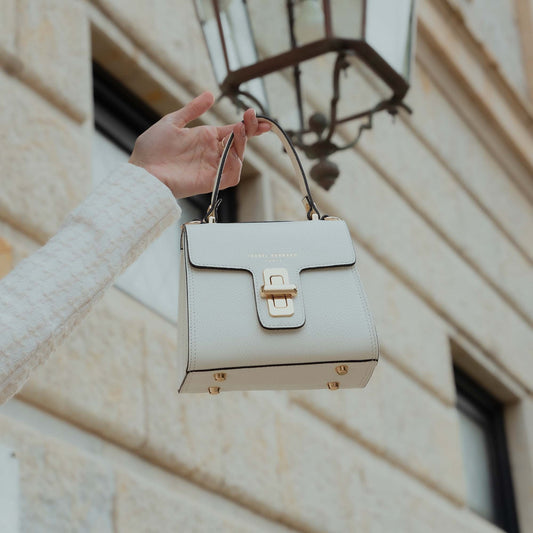 Femme Forte Simone Mini white leather handbag calfskin leather - - Isabel Bernard