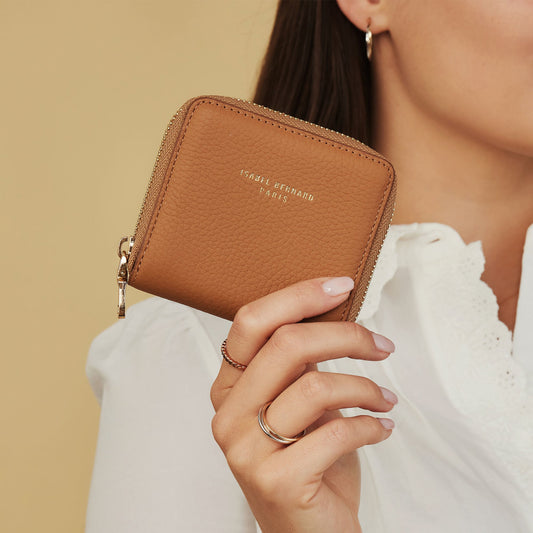 Honoré Jules camel calfskin leather zipper wallet - - Isabel Bernard