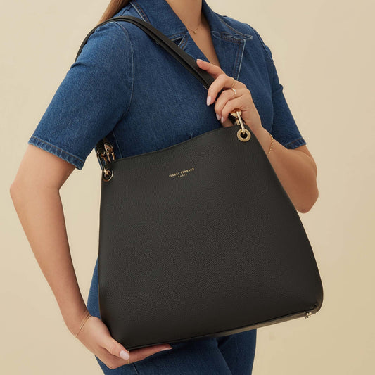 Femme Forte Annabelle black calfskin leather shoulder bag - - Isabel Bernard