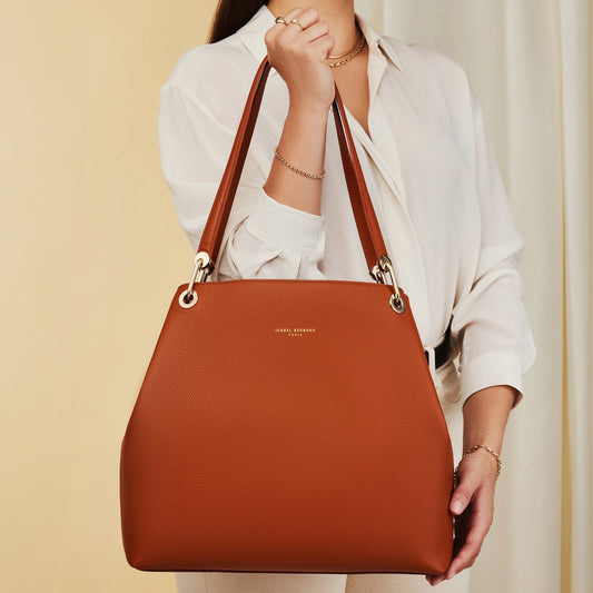 Femme Forte Annabelle cognac calfskin leather shoulder bag - - Isabel Bernard