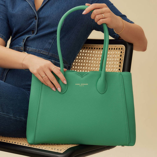 Honoré Cloe green calfskin leather handbag - - Isabel Bernard