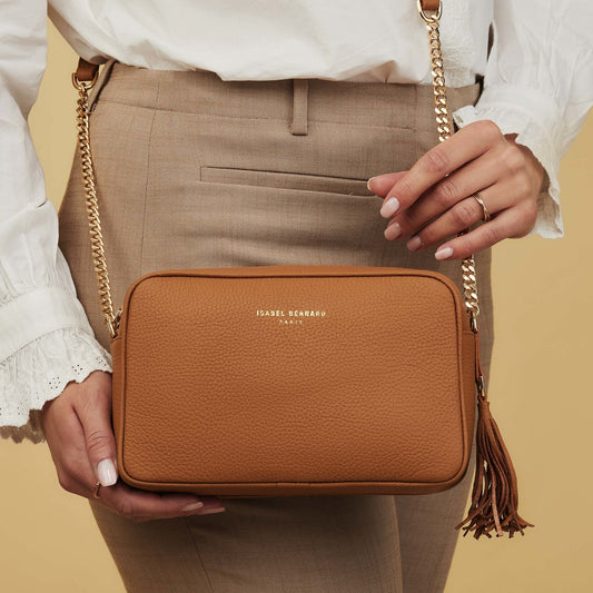 Honoré Lucie camel calfskin leather crossbody bag - - Isabel Bernard