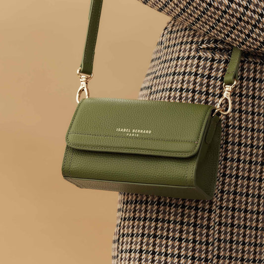 Femme Forte Kim green calfskin leather crossbody bag - - Isabel Bernard