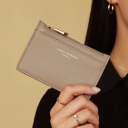 Honoré Aveline taupe calfskin leather card holder - - Isabel Bernard