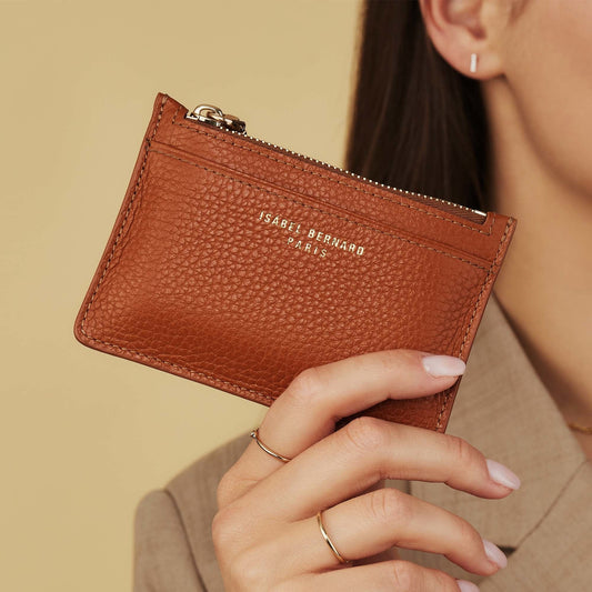 Honoré Aveline cognac calfskin leather card holder - - Isabel Bernard