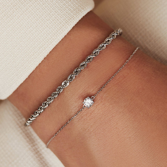 Saint Germain Faïs 14 karat white gold bracelet with zirconia stone - - Isabel Bernard