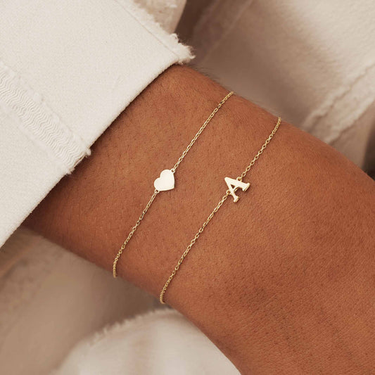 Le Marais Rachel 14 karat gold initial bracelet with letter - - Isabel Bernard