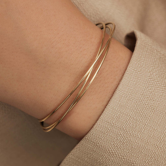 Cour d'Honneur Adora 14 karat gold bangles with 3 bracelets - - Isabel Bernard