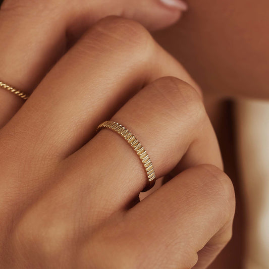 Rivoli L'Abbaye 14 karat gold ring ribbed - - Isabel Bernard