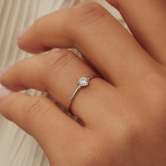 Saint Germain Abelle 14 karat white gold ring with zirconia stone - - Isabel Bernard