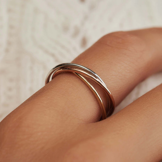 Tricolore Maeve 14 karat gold ring with three colours of gold - - Isabel Bernard