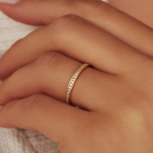 Le Marais Merle 14 karat gold ring with zirconia stones - - Isabel Bernard