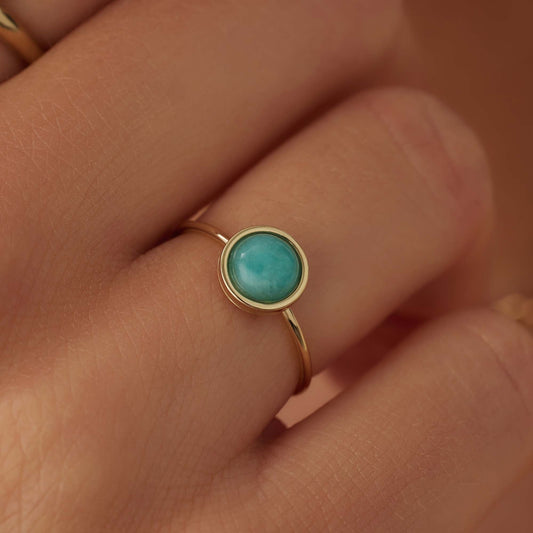 Belleville Emmalyn 14 karat gold ring with amazonite gemstone - - Isabel Bernard