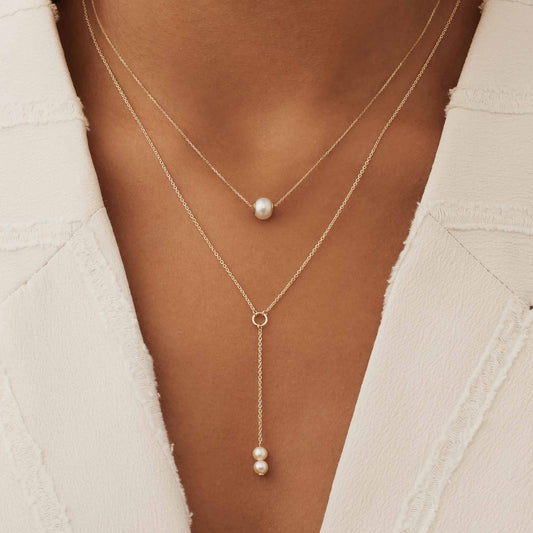 Belleville Luna 14 karat gold necklace with freshwater pearls - - Isabel Bernard
