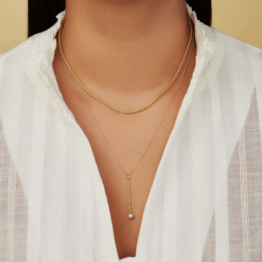 Belleville Luna 14 karat gold necklace with freshwater pearl - - Isabel Bernard
