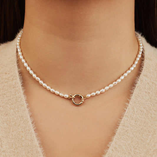 Aidee Marissa 14 karat gold necklace with freshwater pearls - - Isabel Bernard