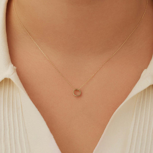 Le Marais Merle 14 karat gold necklace with zirconia stones - - Isabel Bernard