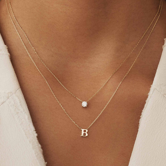 Le Marais Garance 14 karat gold necklace with zirconia stone - - Isabel Bernard