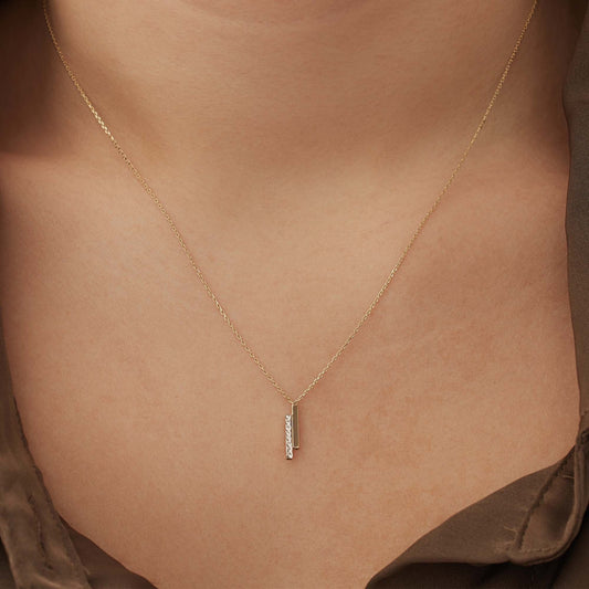 Le Marais Alice 14 karat gold necklace with 2 rods - - Isabel Bernard