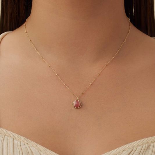 Belleville Adora 14 karat gold necklace with rose quartz gemstone - - Isabel Bernard