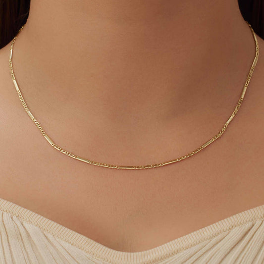 Rivoli Alice 14 karat gold link necklace with royal link and rods - - Isabel Bernard