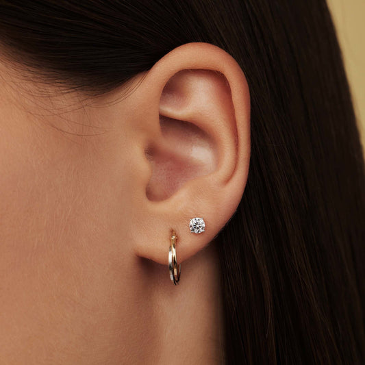 Saint Germain Lourdes 14 karat white gold ear studs with zirconia stone - - Isabel Bernard