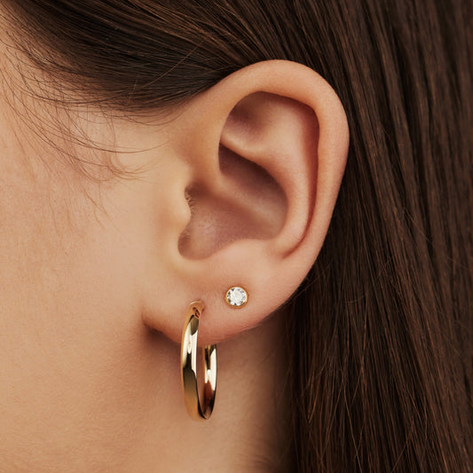 Rivoli Estrella 14 karat gold hoop earrings (20 mm) - - Isabel Bernard